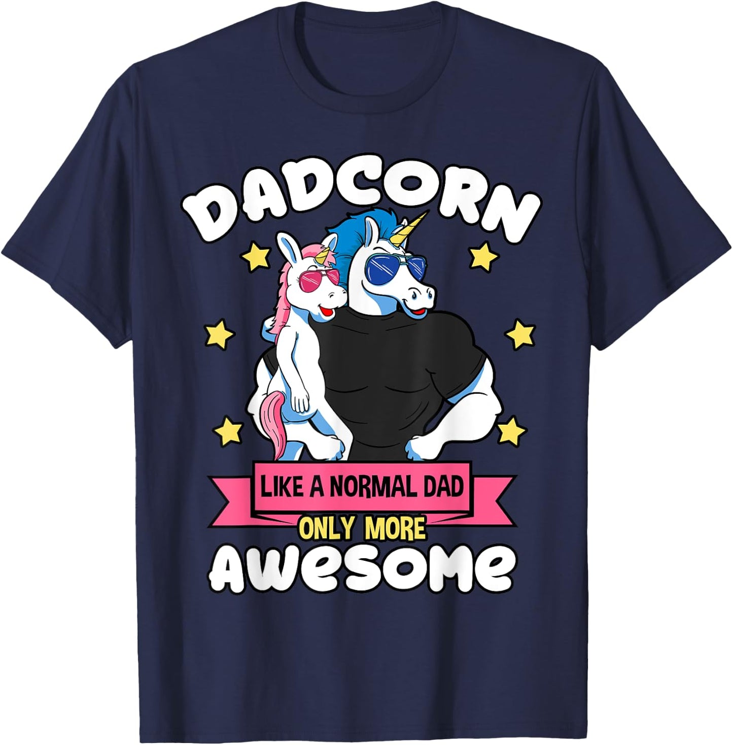Dadcorn 1 Kid Father's Day Dad Unicorn Daughter Girl T-Shirt - T-Shirt | Navy