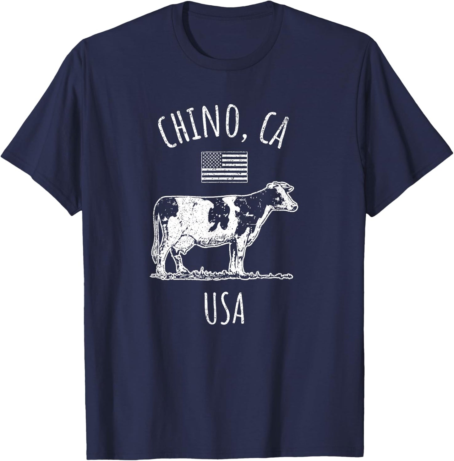 Chino California USA Retro Cow Vintage Style Design T-Shirt - T-Shirt | Navy