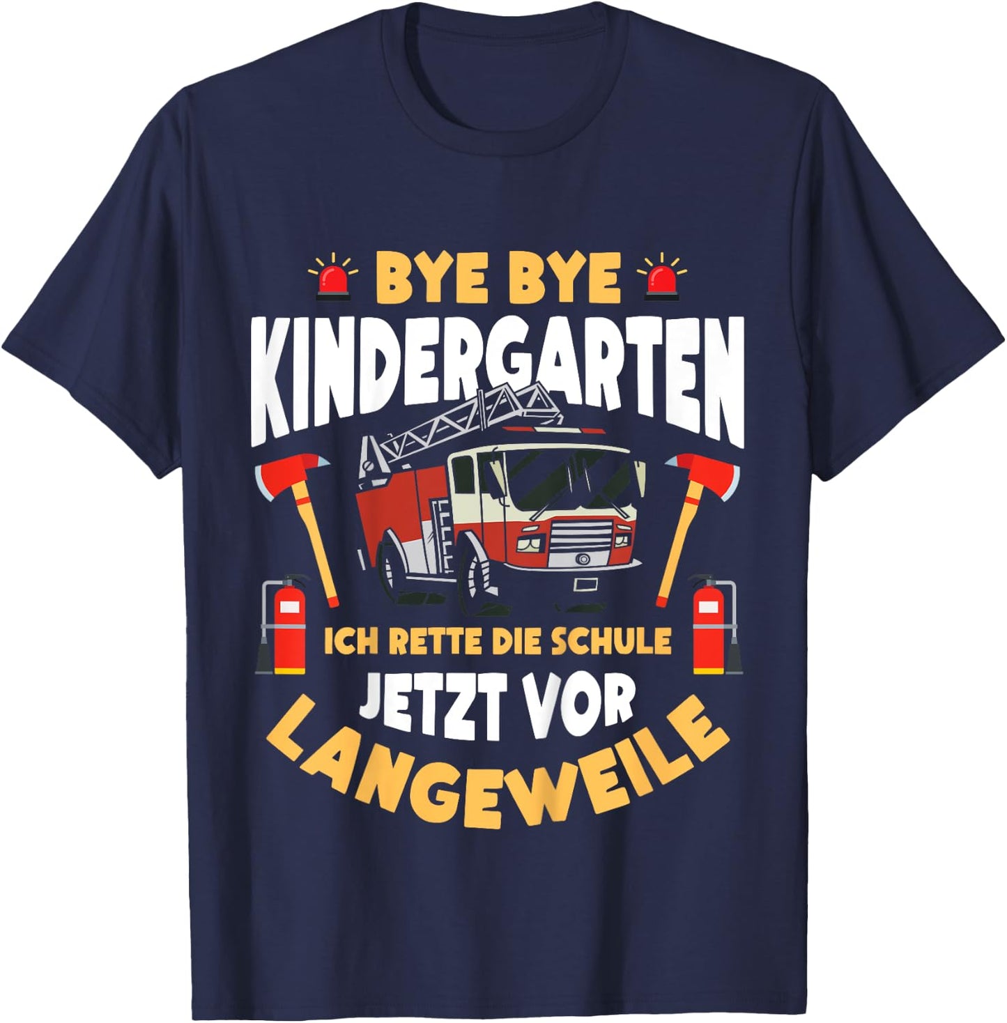 Schulkind Lustiges Feuerwehr Einschulung Schulanfang Junge T-Shirt - T-Shirt | Navy