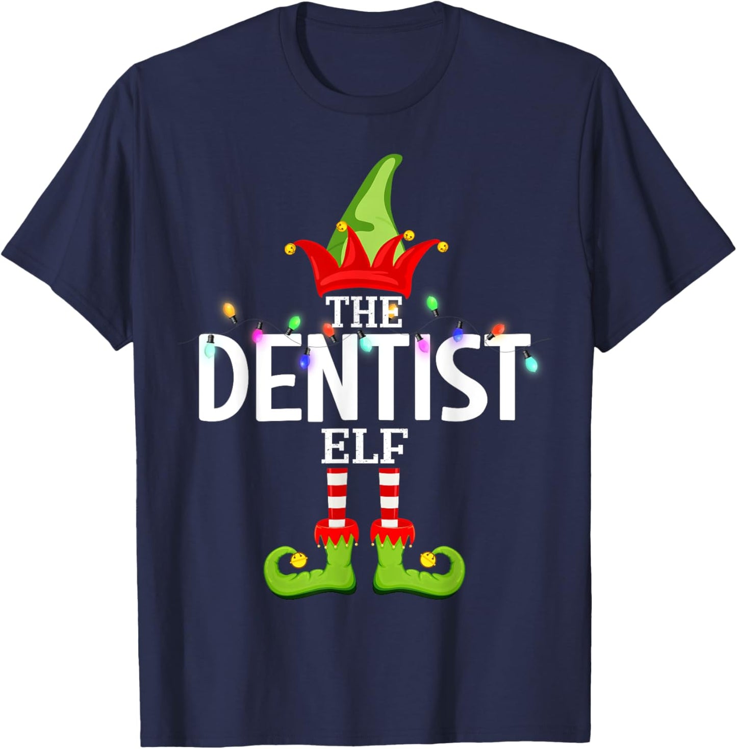 The Dentist Elf Christmas Matching Pajamas T-Shirt - T-Shirt | Navy