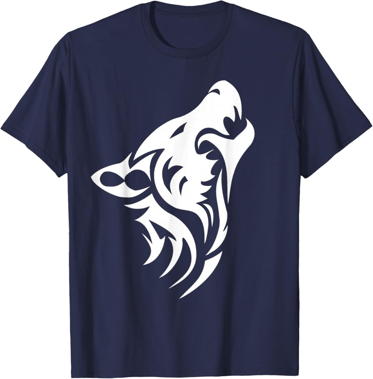 Wild Wolf -Vintage Howling White Wolf Face Shirt T-Shirt - T-Shirt | Navy