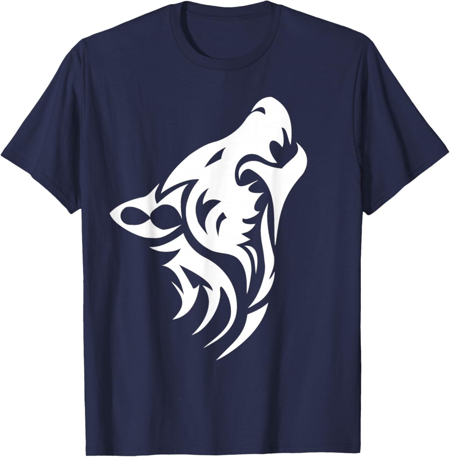 Wild Wolf -Vintage Howling White Wolf Face Shirt T-Shirt - T-Shirt | Navy