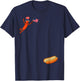 Hotdog Freedom Dive Funny Uncle Sam Hot Dog Jumping Into Bun T-Shirt - T-Shirt | Navy