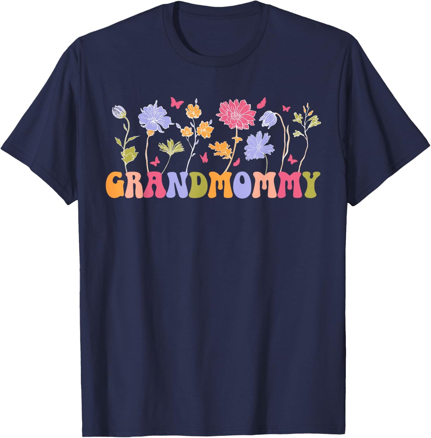 Grandmommy Grandma Flowers Grandmommy Grandmother T-Shirt - T-Shirt | Navy