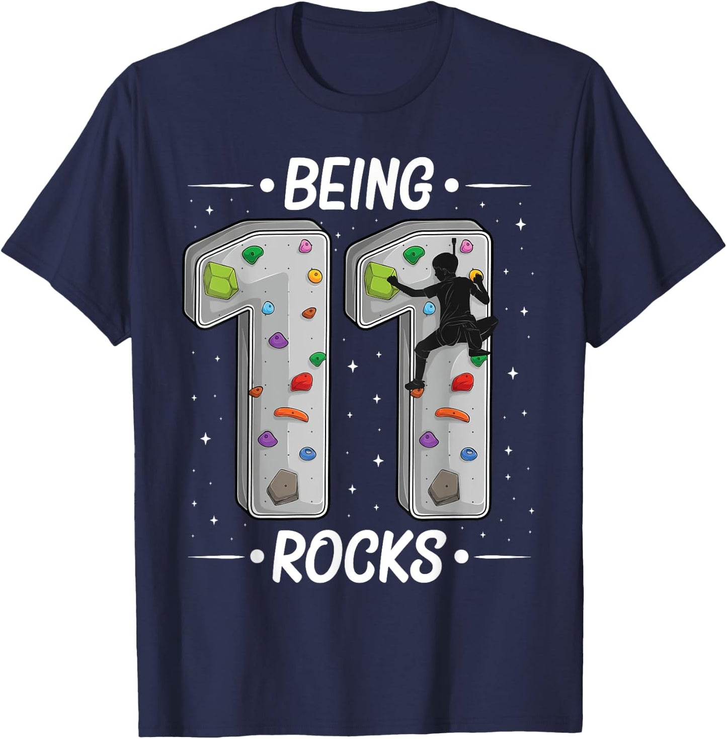 11 year old rock climbing 11th birthday Adventures Climber T-Shirt - T-Shirt | Navy