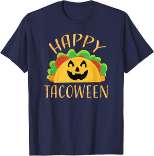 Happy Tacoween Taco Food Halloween Pun Shirts Premium Shirt T-Shirt - T-Shirt | Navy