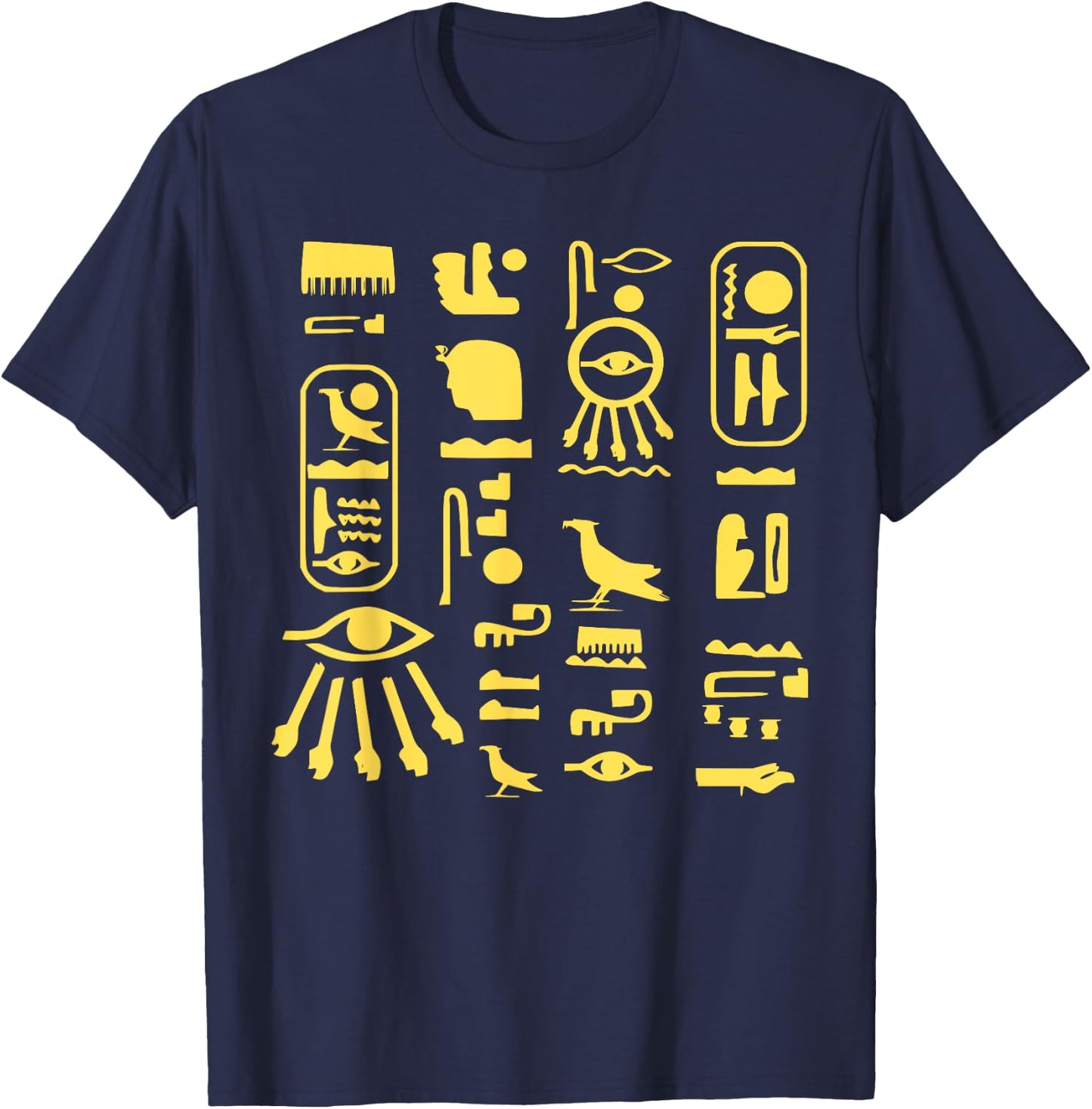 Egyptian Hieroglyphs, Symbols of Writing Egyptian Egyptologist , Black, S T-Shirt - T-Shirt | Navy