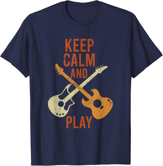 Keep Calm and Play Guitar Guitar Witz Guitar Electric Guitar T-Shirt - T-Shirt | Navy