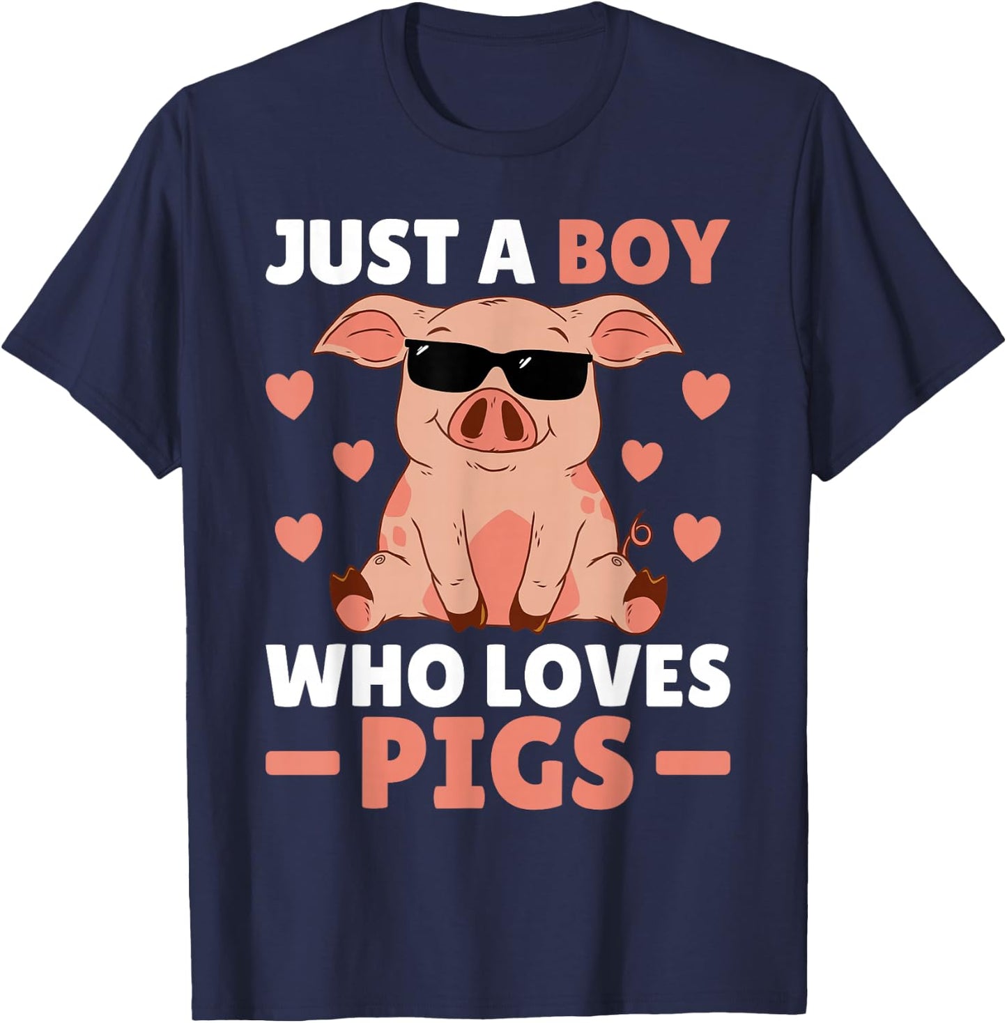 Just A Boy Who Loves Pigs Men Pig Lovers Pig Stuff Farmer T-Shirt - T-Shirt | Navy