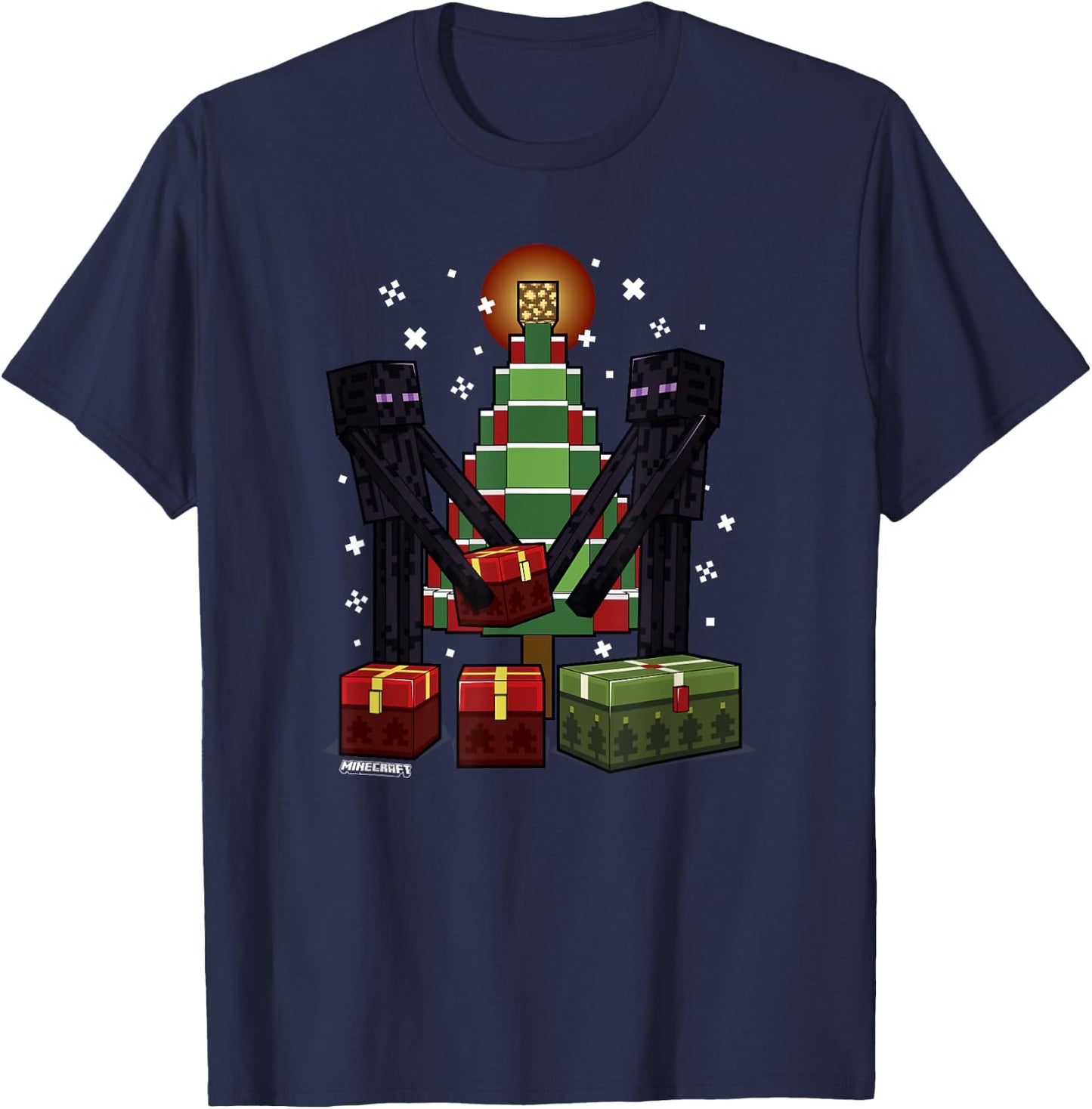 Minecraft Christmas Enderman Gift Giving , blue T-Shirt - T-Shirt | Navy