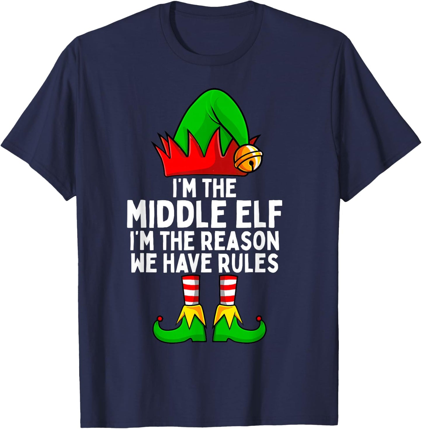 I'm The Middle Elf Matching Family Christmas T-Shirt - T-Shirt | Navy