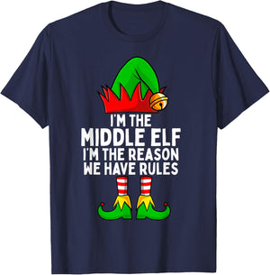 I'm The Middle Elf Matching Family Christmas T-Shirt - T-Shirt | Navy