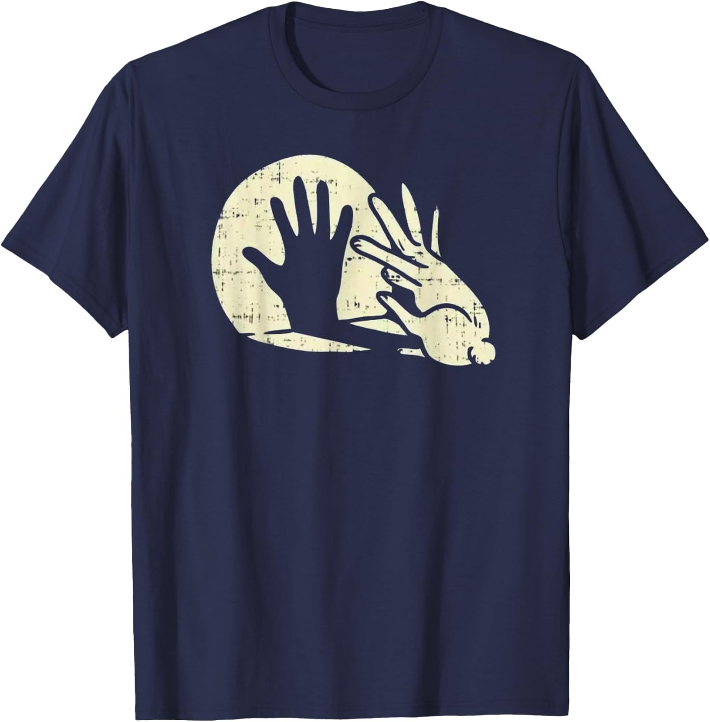 Bunny Shadow Puppeteer - Funny Rabbit Hand Shadow T-Shirt - T-Shirt | Navy