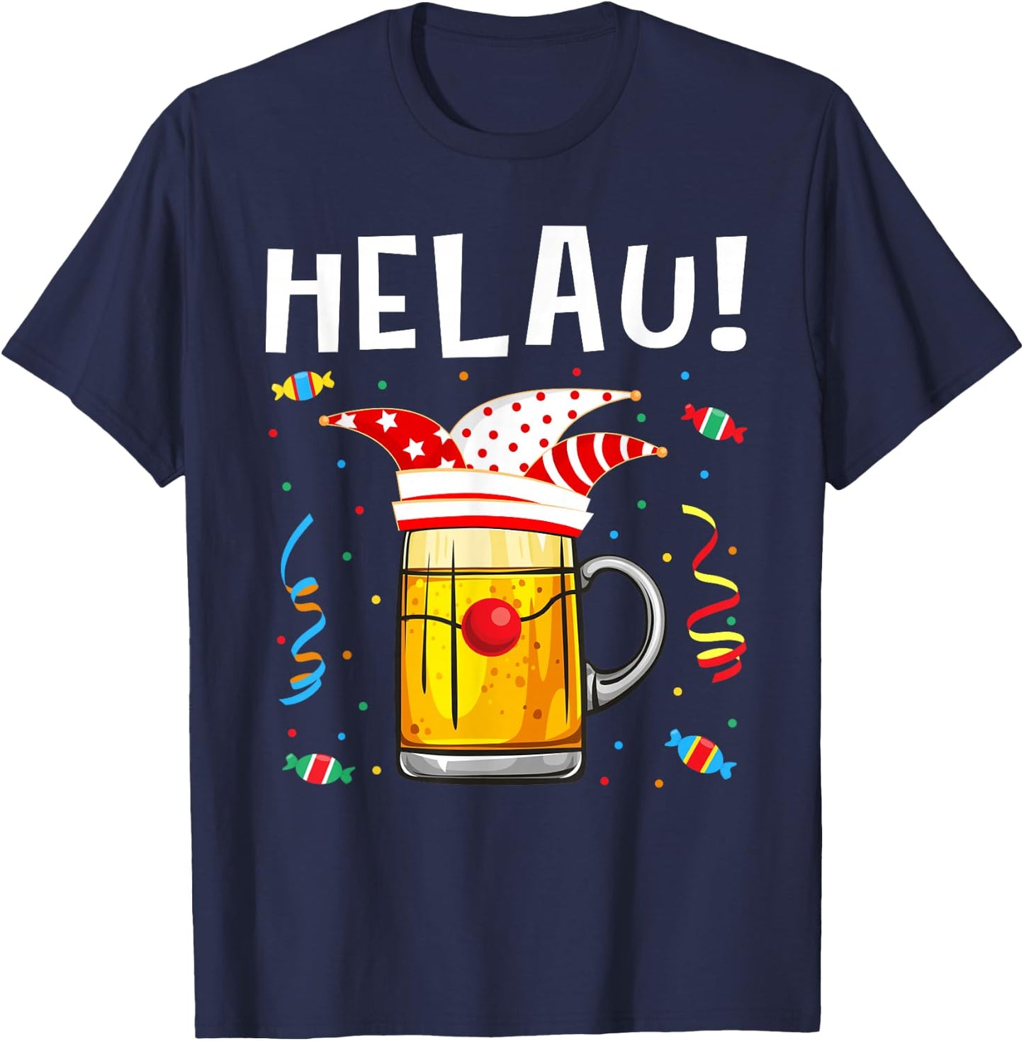Carnival Costume Carnival Costume Jester Cap Beer Helau , black T-Shirt - T-Shirt | Navy