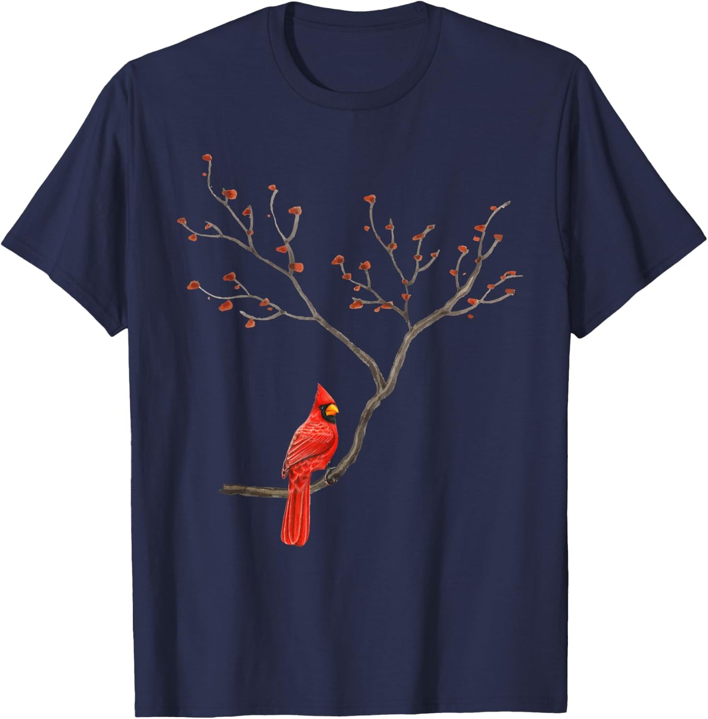 Red Cardinal Bird Lovers Birdwatching Birding Vintage T-Shirt - T-Shirt | Navy