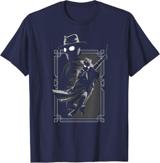 Marvel Spider-Noir Web Swing Black & White Art Deco Frame T-Shirt - T-Shirt | Navy