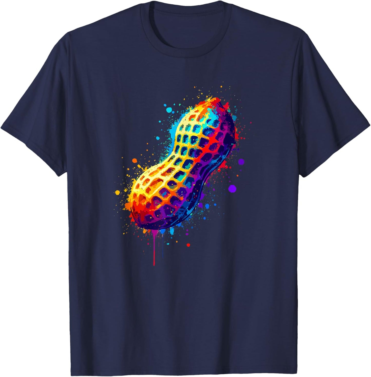 Colorful Splash Art Peanut Peanuts , Black, S T-Shirt - T-Shirt | Navy