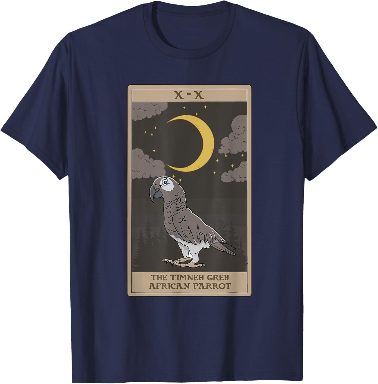 Timneh Grey African Parrot Cute Parrot Tarot Card T-Shirt - T-Shirt | Navy