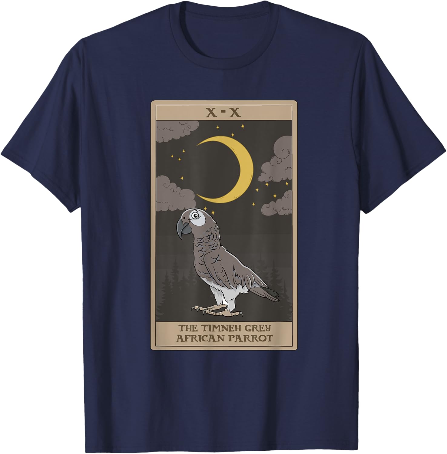 Timneh Grey African Parrot Cute Parrot Tarot Card T-Shirt - T-Shirt | Navy