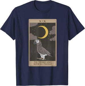 Timneh Grey African Parrot Cute Parrot Tarot Card T-Shirt - T-Shirt | Navy