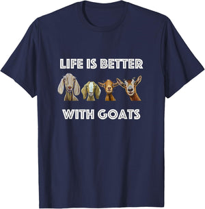 Life is Better with Goats, Goat Lover T-Shirt - T-Shirt | Navy