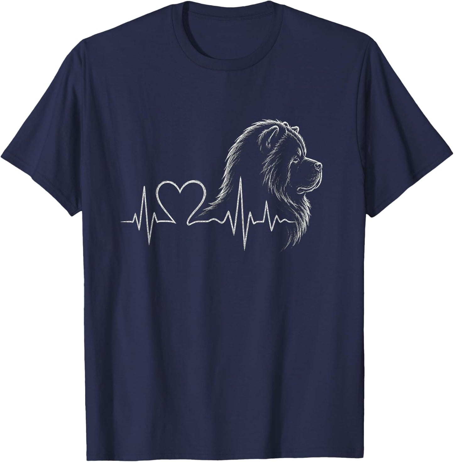 Chow Chow Heartbeat Artwork Design T-Shirt - T-Shirt | Navy