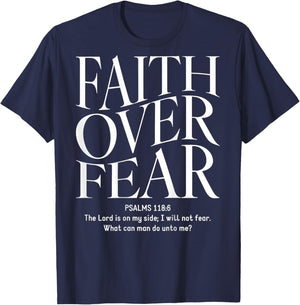 Faith Over Fear Christian (On Back) , black T-Shirt - T-Shirt | Navy