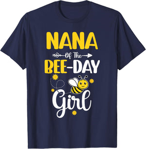 Nana Of The Bee Day Girl Hive Party Matching Birthday T-Shirt - T-Shirt | Navy