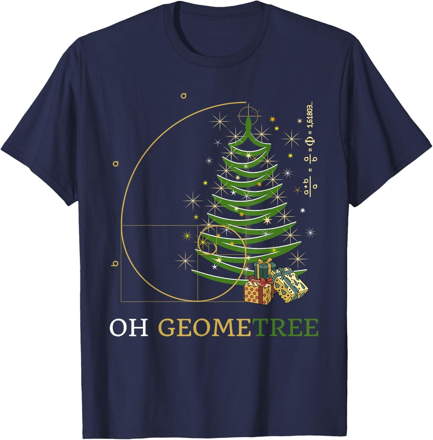 Oh Geometree. Geometree funny math Fibonacci Christmas Tree T-Shirt - T-Shirt | Navy