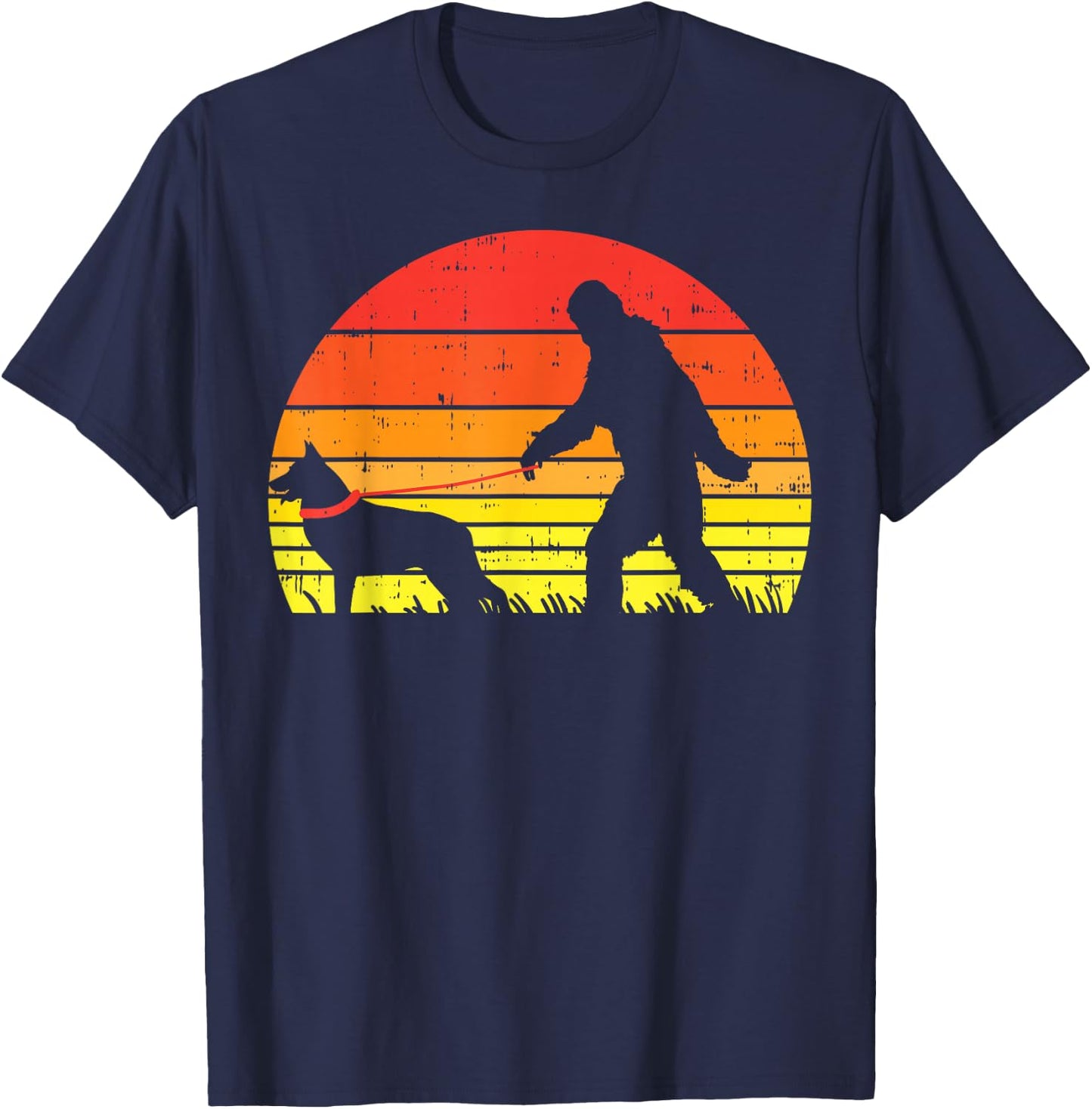 Bigfoot Sasquatch German Shepherd Retro K9 Dog Lover Gift T-Shirt - T-Shirt | Navy