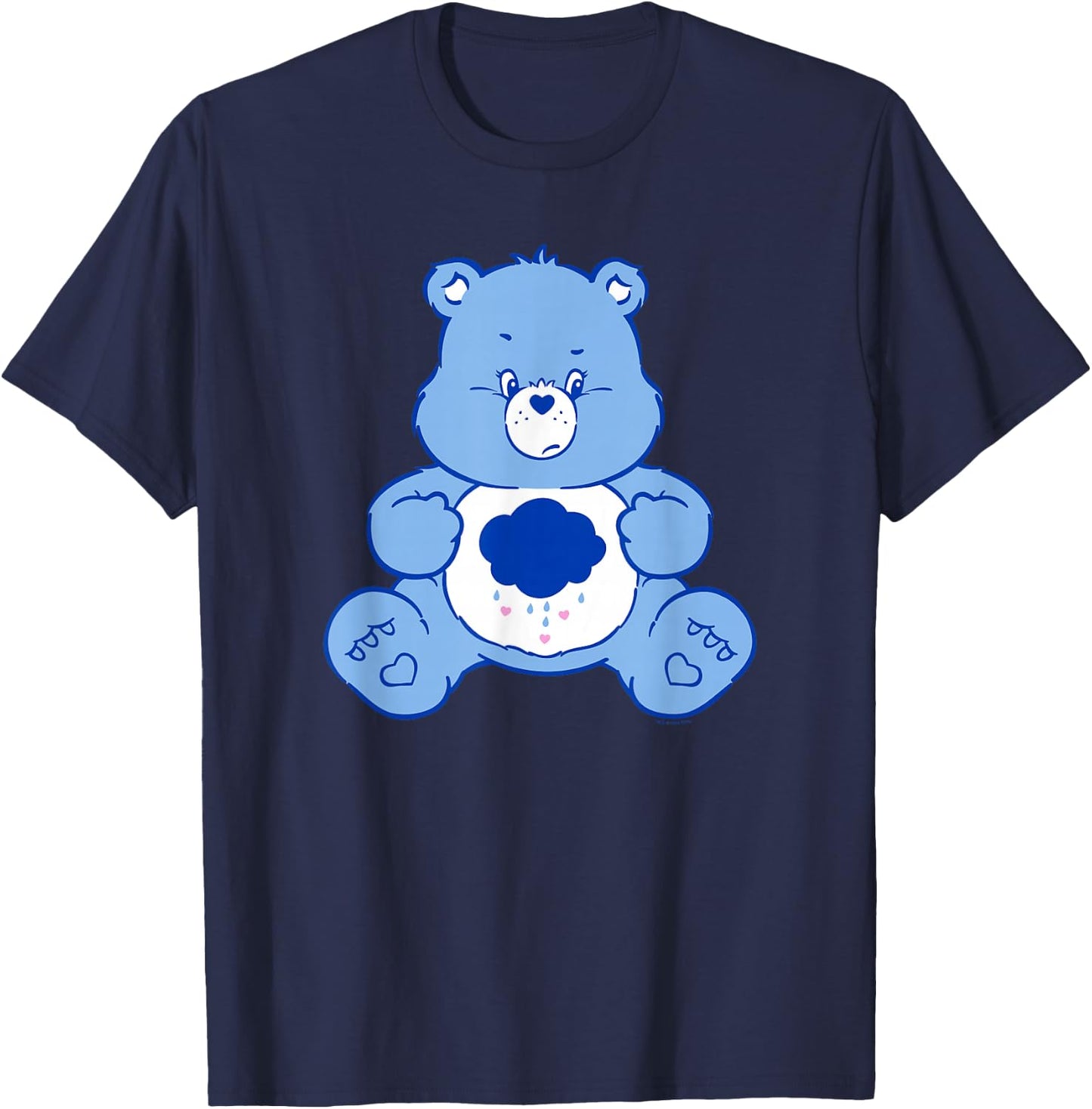 Care Bears Vintage Classic Grumpy Bear Cloudy Belly Badge , black T-Shirt - T-Shirt | Navy