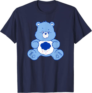 Care Bears Vintage Classic Grumpy Bear Cloudy Belly Badge , black T-Shirt - T-Shirt | Navy