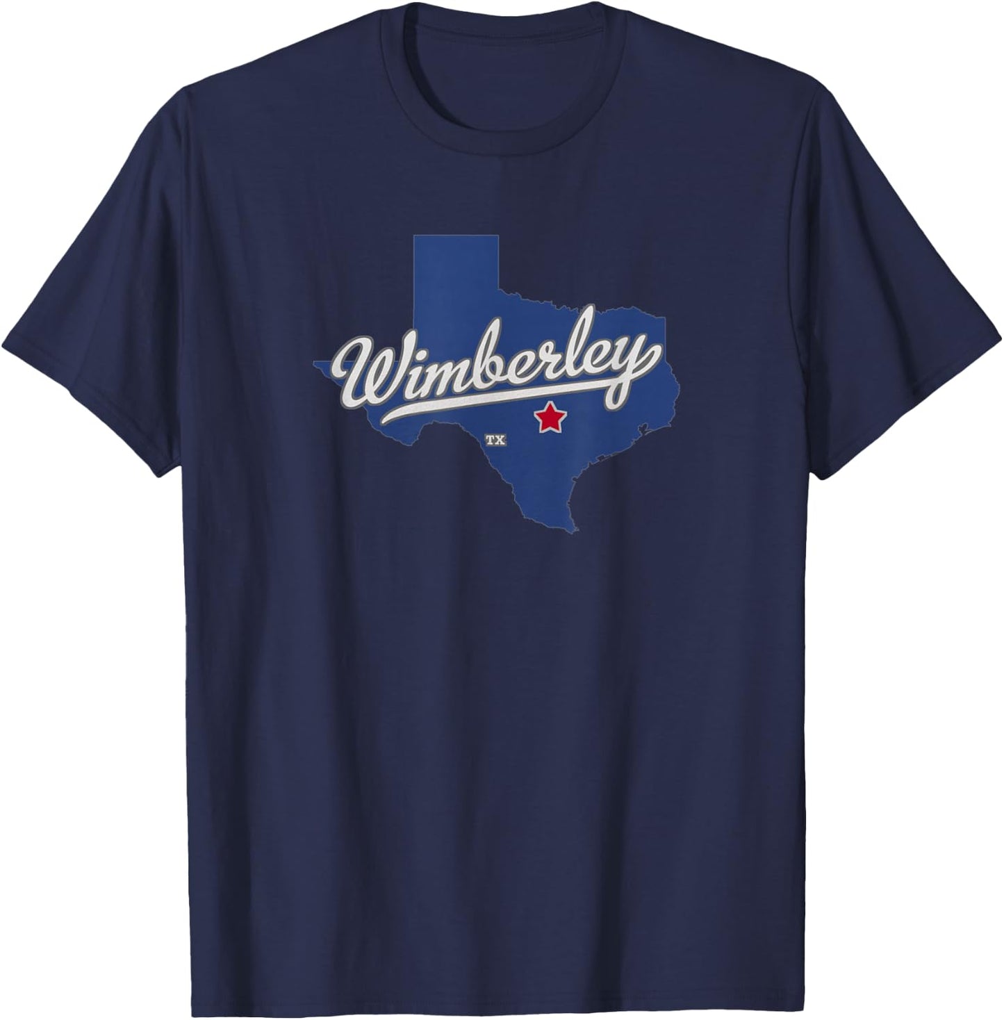 Wimberley Texas TX Map T-Shirt - T-Shirt | Navy