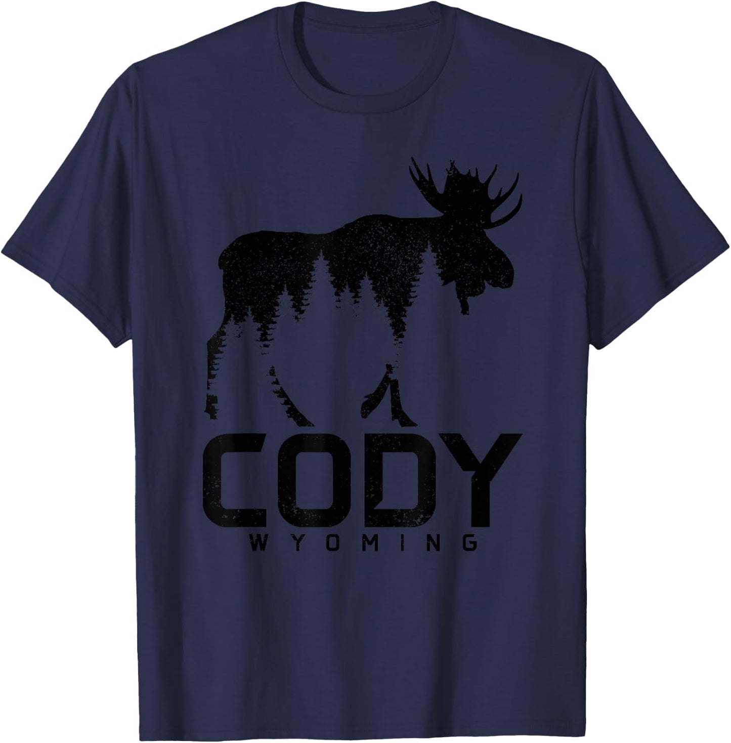 Cody Wyoming Vintage Moose Souvenir T-Shirt - T-Shirt | Navy