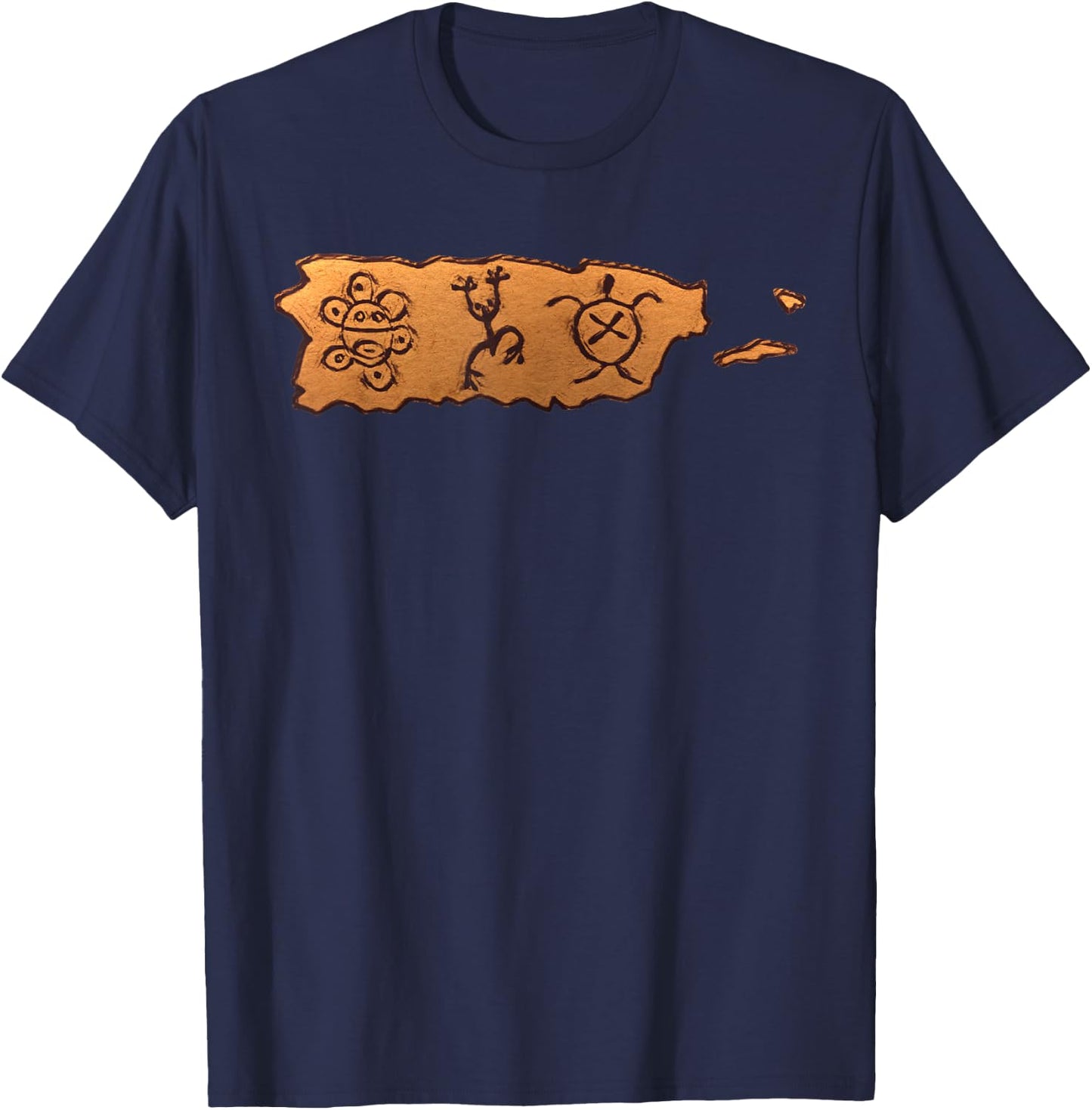Taino Art Symbols Puerto Rico Map Boricua Petroglyphs T-Shirt - T-Shirt | Navy