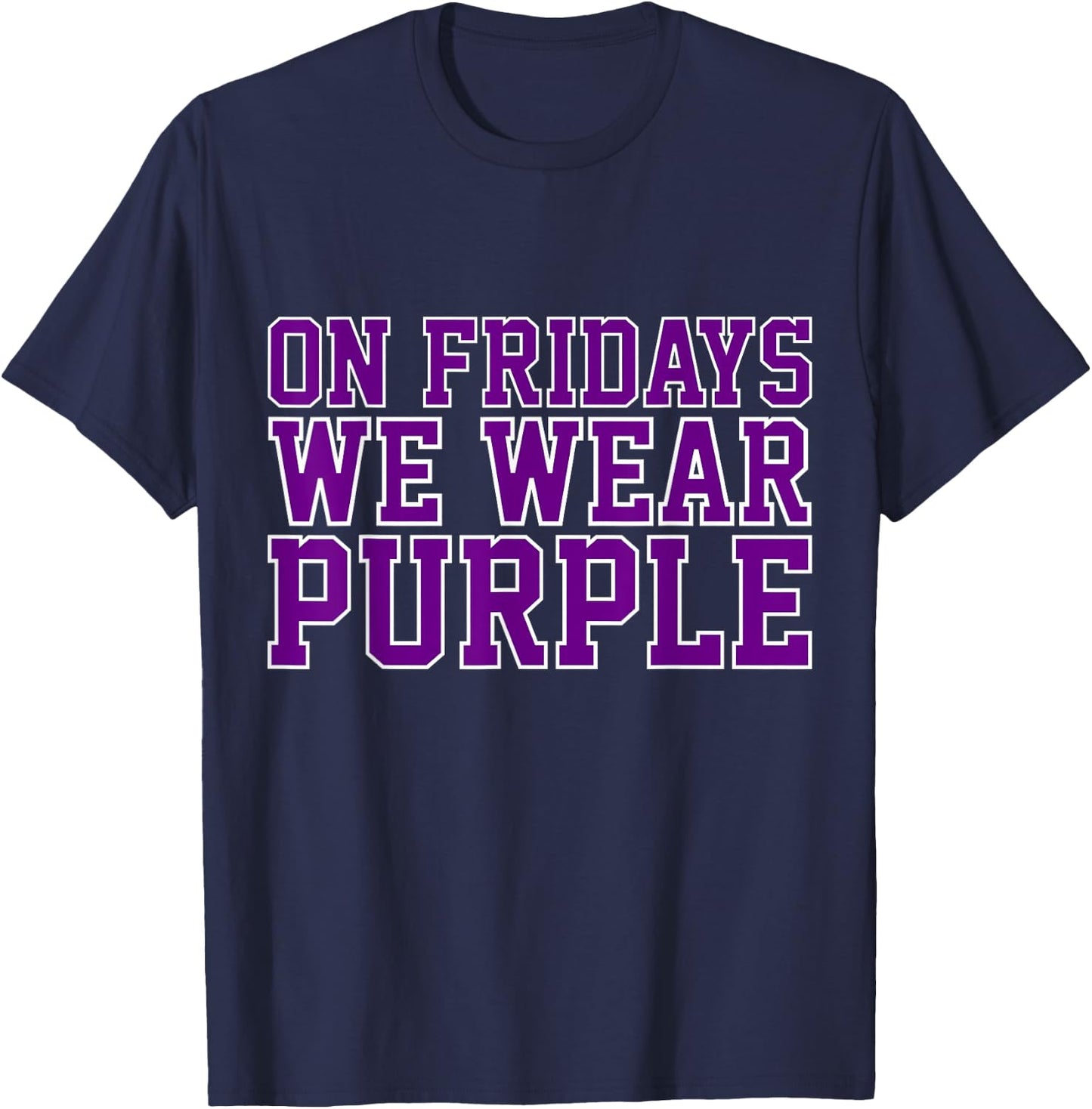 On Fridays We Wear Purple High School Football Team Pride T-Shirt - T-Shirt | Navy