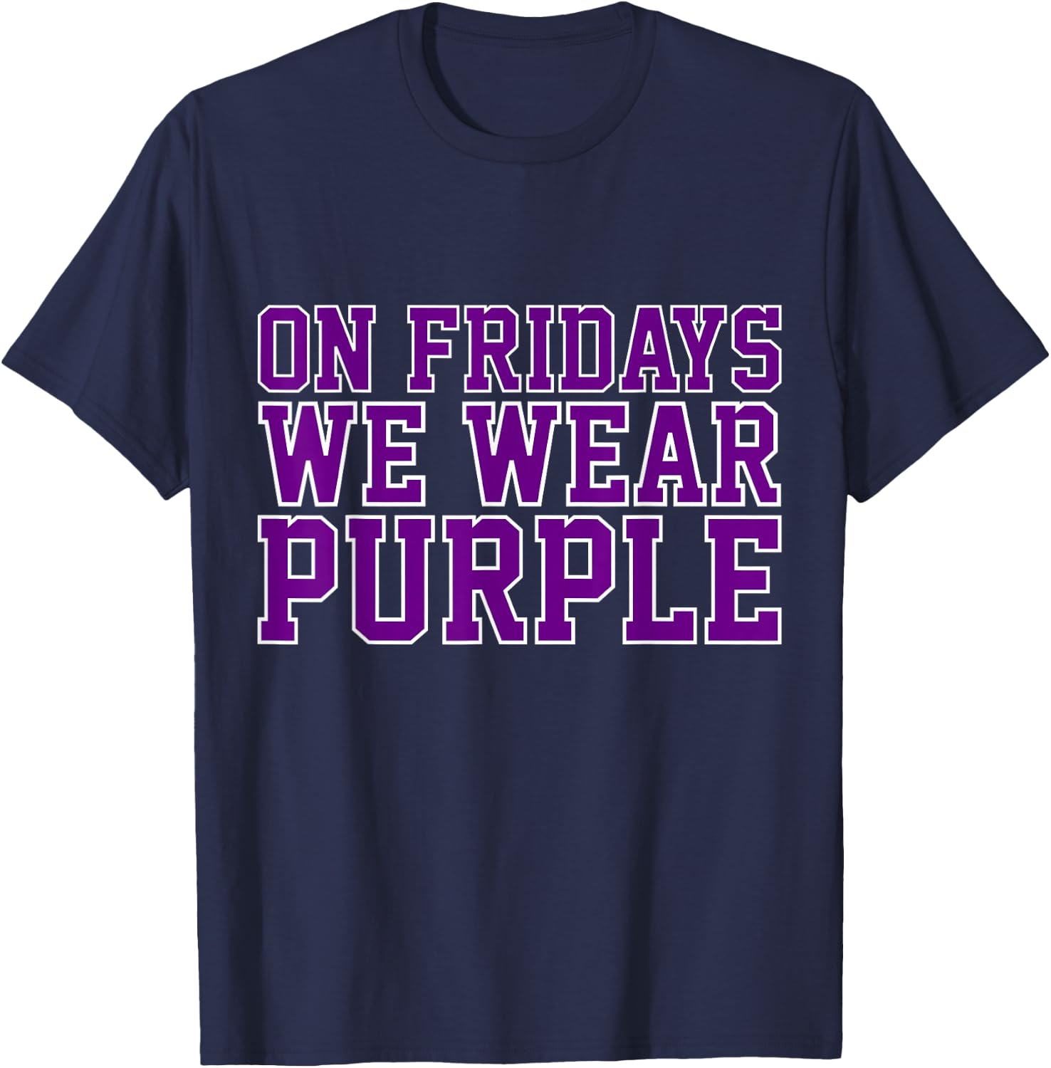 On Fridays We Wear Purple High School Football Team Pride T-Shirt - T-Shirt | Navy