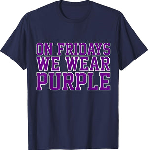 On Fridays We Wear Purple High School Football Team Pride T-Shirt - T-Shirt | Navy