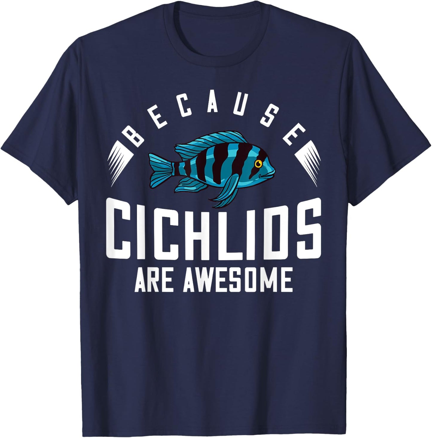 Cichlid Fish Tank Gift Electric Yellow Aquarium T-Shirt - T-Shirt | Navy
