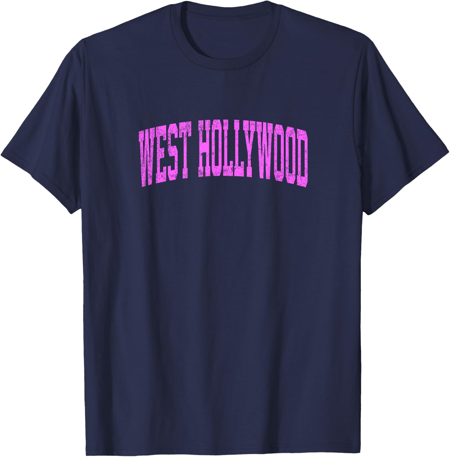 West Hollywood California CA Vintage Athletic Sports Pink De T-Shirt - T-Shirt | Navy