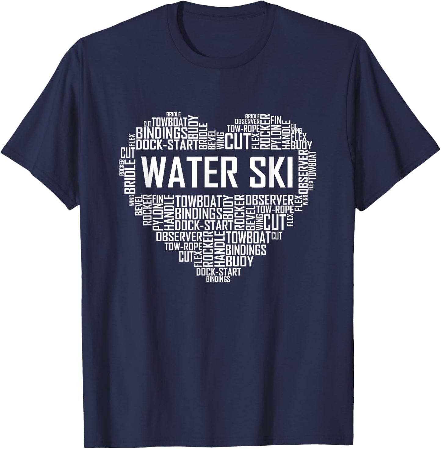 Water Ski Heart Lover Gift Waterski Love Gifts Skiing T-Shirt - T-Shirt | Navy