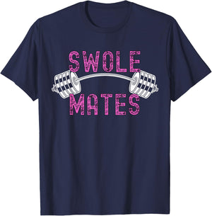 Swole Mates Funny Couple Gym Workout Valentines T-Shirt - T-Shirt | Navy