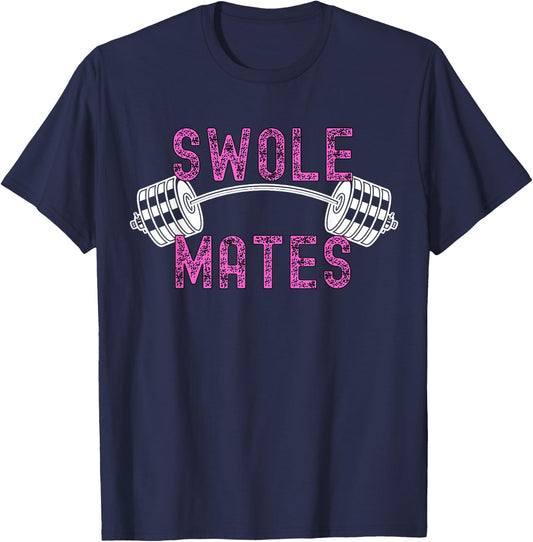 Swole Mates Funny Couple Gym Workout Valentines T-Shirt - T-Shirt | Navy