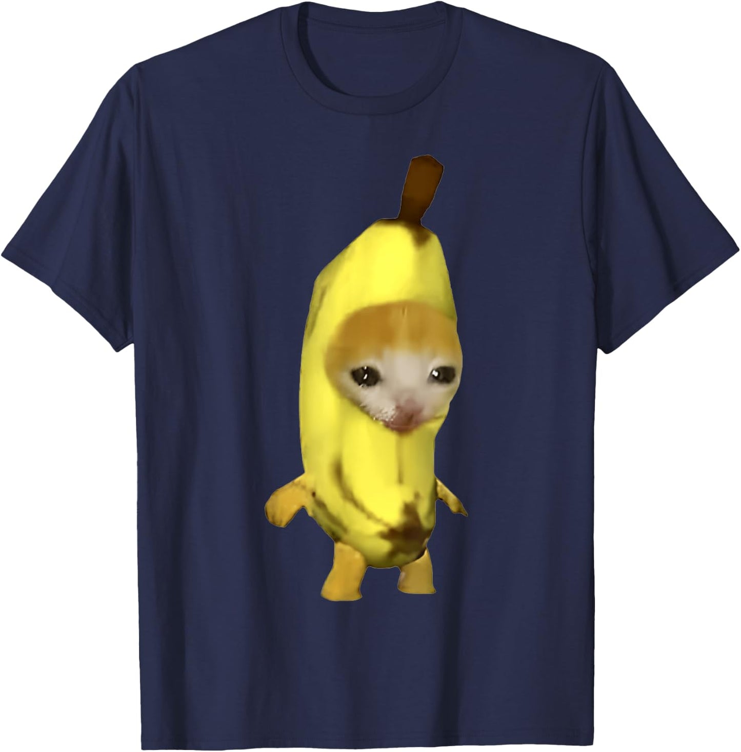 Funny Cute Banana Cat Happy Bananacat Meme Men Women Girls Kids T-Shirt - T-Shirt | Navy