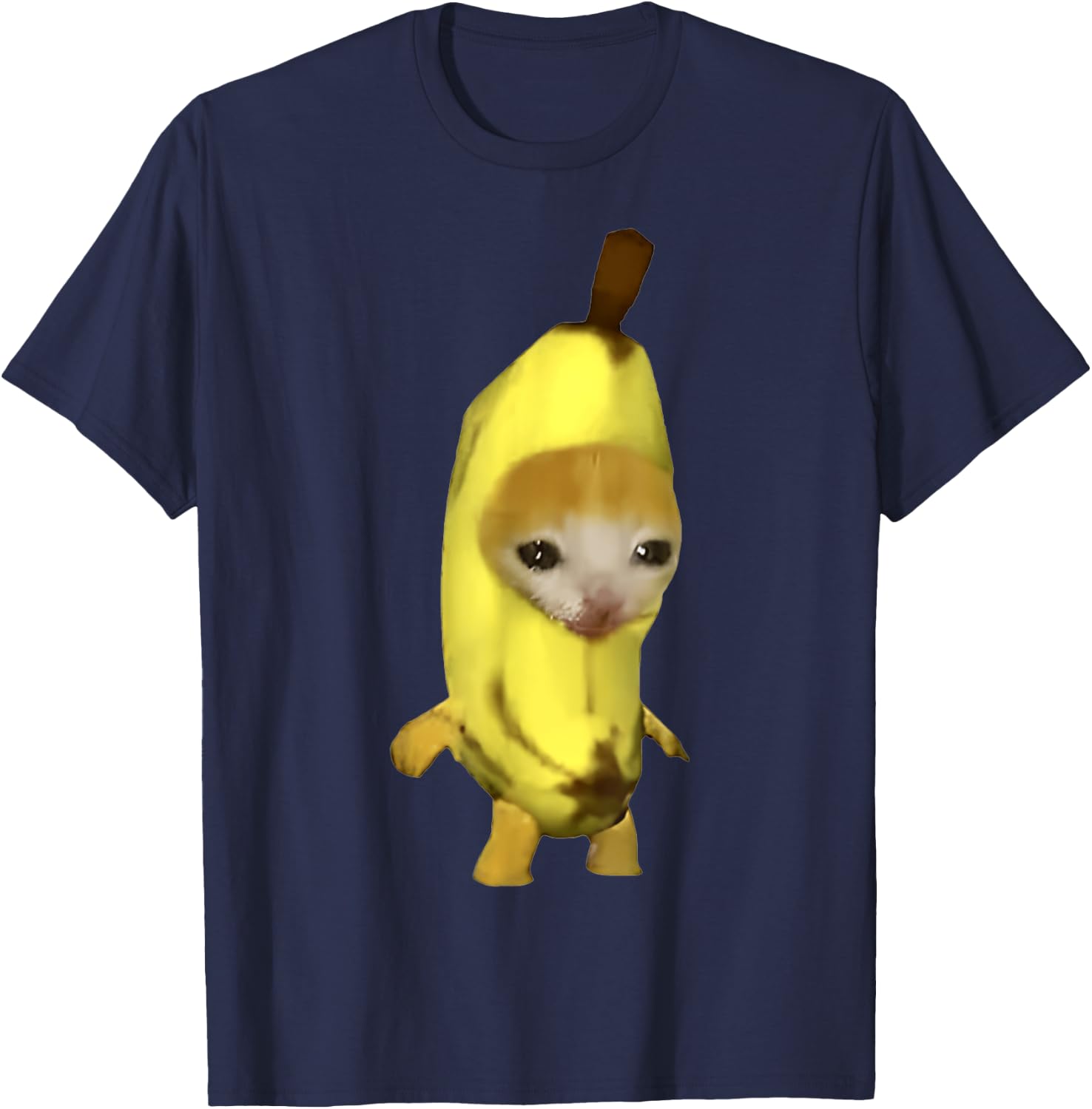 Funny Cute Banana Cat Happy Bananacat Meme Men Women Girls Kids T-Shirt - T-Shirt | Navy