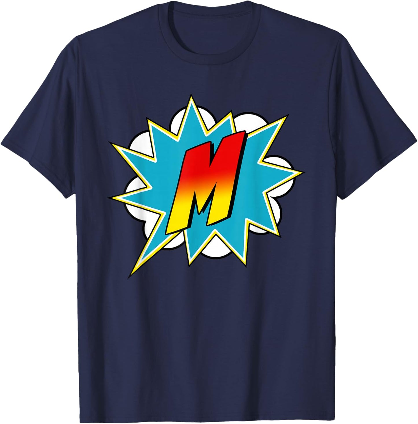 Buchstabe M Name Superheld Comic Retro Kostüm T-Shirt - T-Shirt | Navy