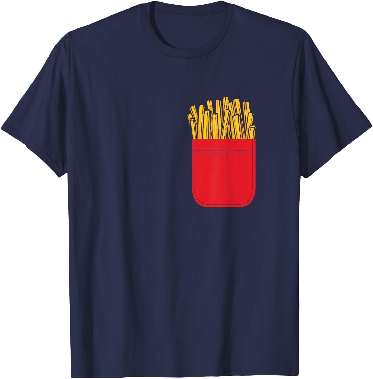 Fries in Chest Pocket Logo Fries Gift , black T-Shirt - T-Shirt | Navy