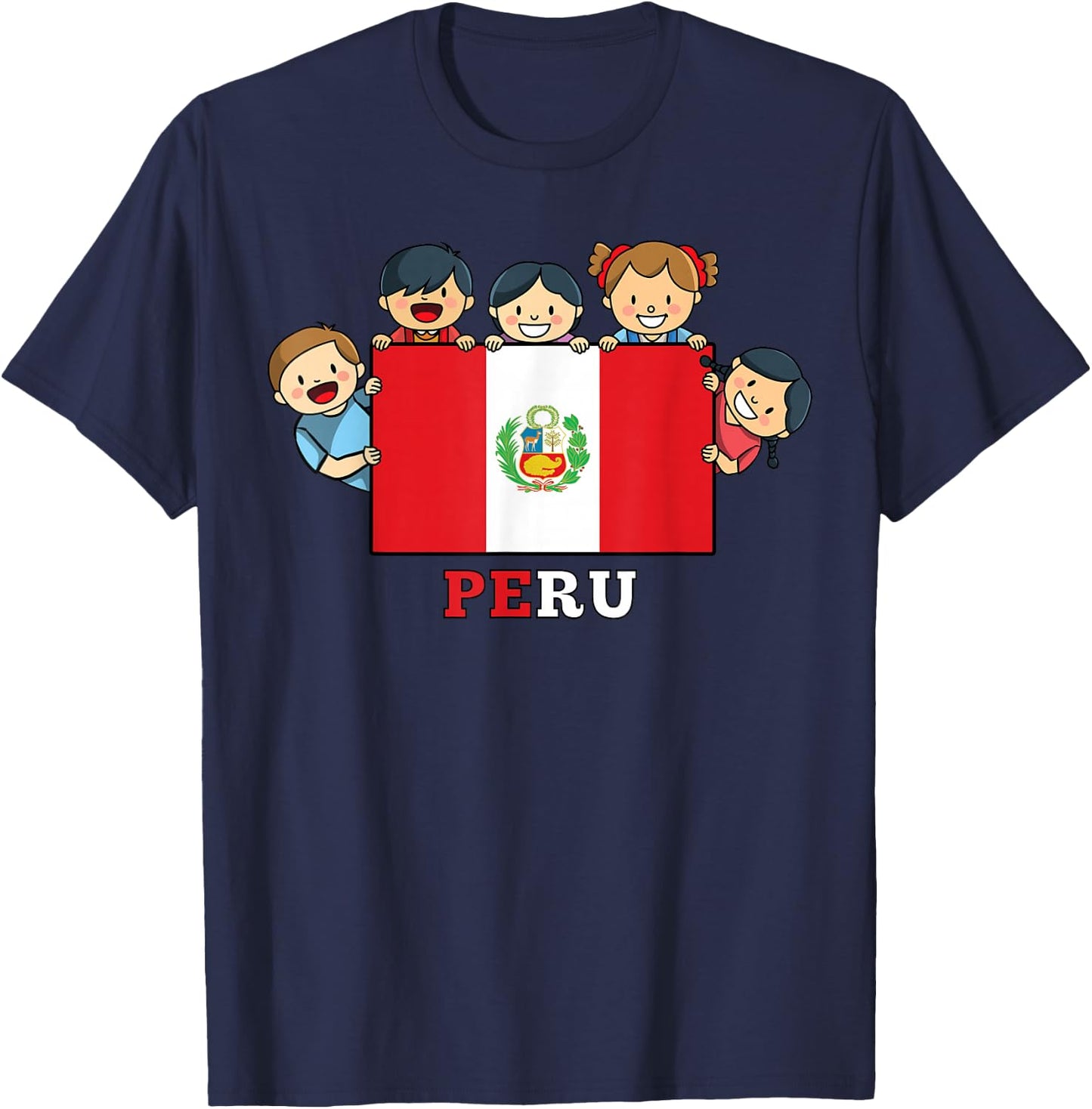 Kids Peru Flag Hispanic Heritage Month Peruvian T-Shirt - T-Shirt | Navy