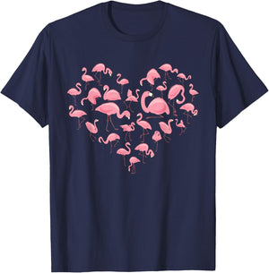 Flamingo Girls Kids Heart Cute Flamingo T-Shirt - T-Shirt | Navy