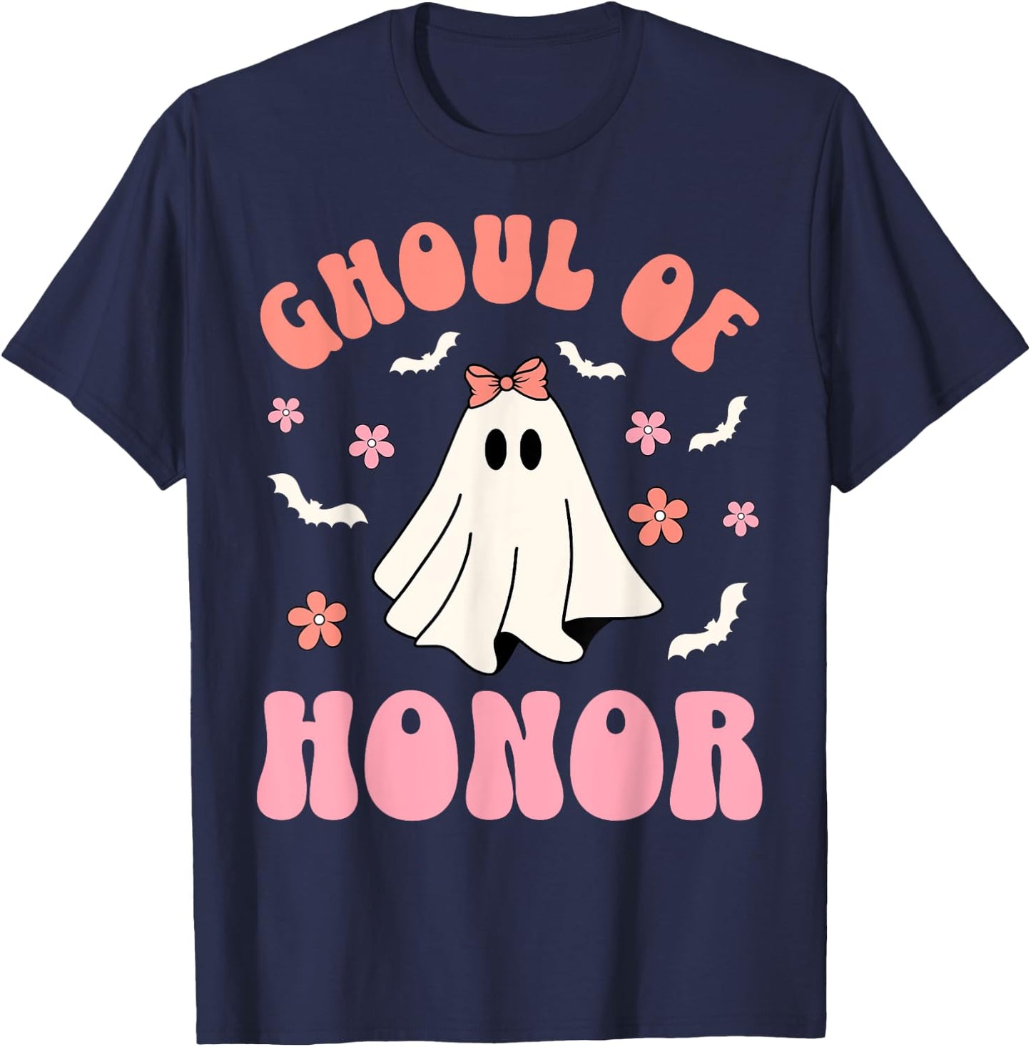 Halloween Bridesmaid Maid of Honor Spooky Ghost T-Shirt - T-Shirt | Navy